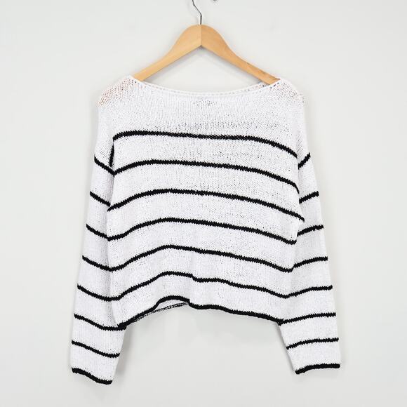 Madewell Boatneck Pullover Sweater Black Mini Stripe Size XS NWT - Picture 7 of 8
